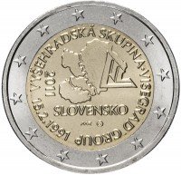 Купить Словакия 2 евро 2011 "20 лет формирования Вишеградской группы"