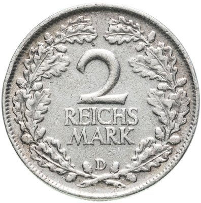 купить Германия (Веймарская Республика) 2 рейхсмарки 1925 D