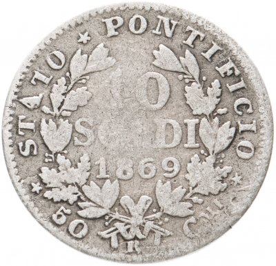 купить Папская область 10 сольдо 1869