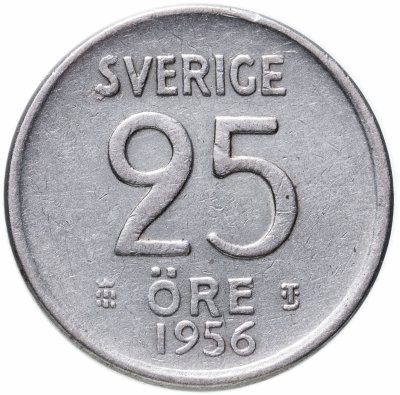 купить Швеция 25 эре (ore) 1956