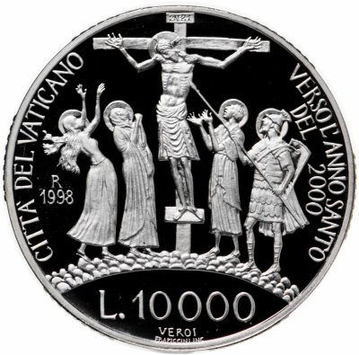 купить Ватикан 10000 лир 1998 год "Святой Год 2000 - Распятие Иисуса Христа"