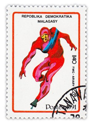 купить Мадагаскар (Малагасийская Республика) почтовая марка 228 ариари 1991 Конькобежный спорт