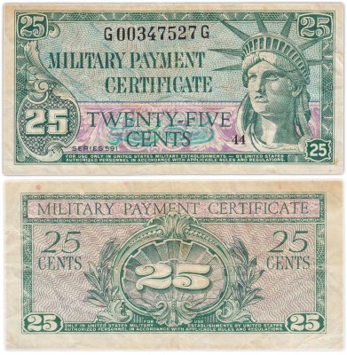 купить США 25 центов 1961-1964 (Pick M45) Военный сертификат