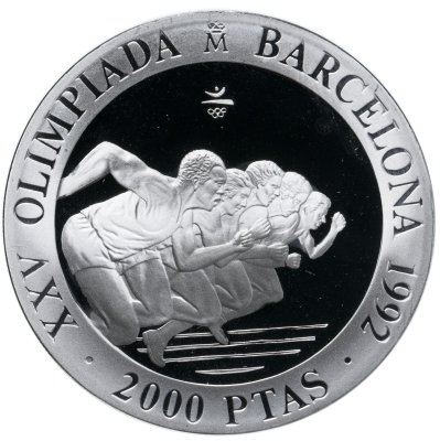 купить Испания 2000 песет (pesetas) 1992 "XXV Летние Олимпийские игры, Барселона 1992 - бег"