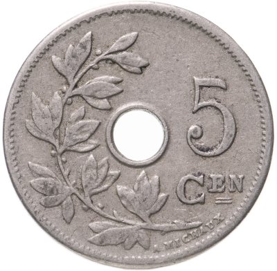купить Бельгия 5 сантимов 1905 Надпись на голландском - 'BELGIË'