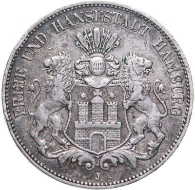 купить Германия (Империя) 5 марок (mark) 1903 J Гамбург