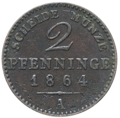 купить Германия, Пруссия 2 пфеннига 1864