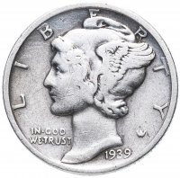 купить США 10 центов (дайм, one dime) 1939 Mercury Dime