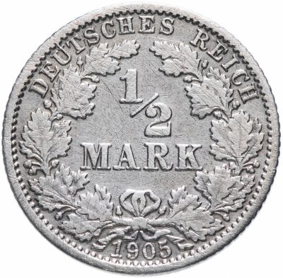 купить Германия (Германская Империя) 1/2 рейх марки 1905 "J"