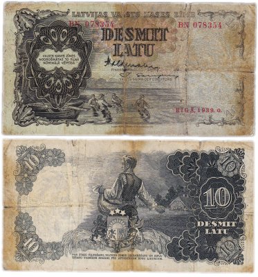 купить Латвия 10 латов 1939