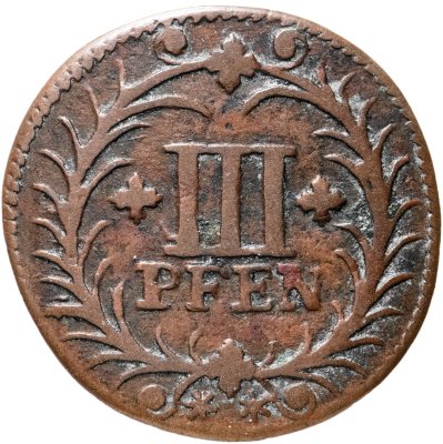 купить Германия, Хамм 3 пфеннига 1729