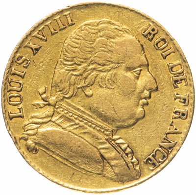 купить Франция 20 франков (francs) 1815 R- Лондон, с портретом Людовика XVIII