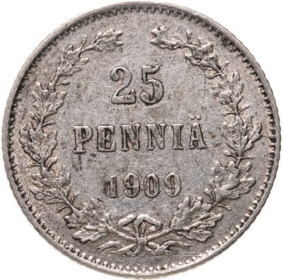 купить 25 пенни 1909 L, монета для Финляндии