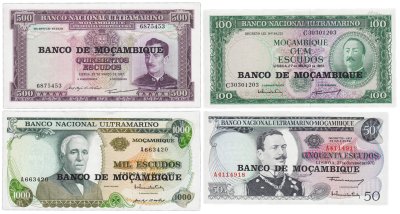 купить Мозамбик набор из 4 банкнот 50, 100, 500, 1000 эскудо 1961-1972