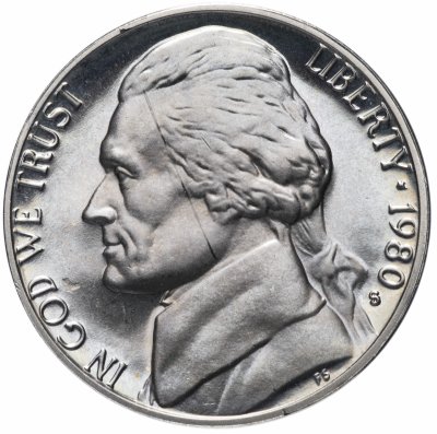 купить США 5 центов (cents) 1980 S Jefferson Nickel (Джефферсон) знак монетного двора "S"