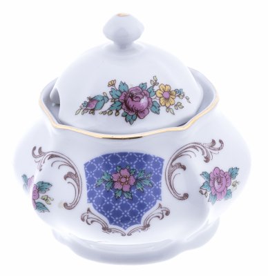 купить Сахарница с цветочным декором, фарфор, деколь, золочение, мануфактура "Bohemia", Чехословакия, 1970-1990 гг.