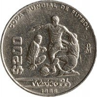 Купить Мексика 200 песо 1986 "Чемпионат мира по футболу 1986"