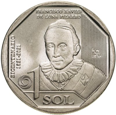 купить Перу 1 соль (sol) 2023 "200 лет Независимости - Франсиско Хавьер де Луна Писарро"