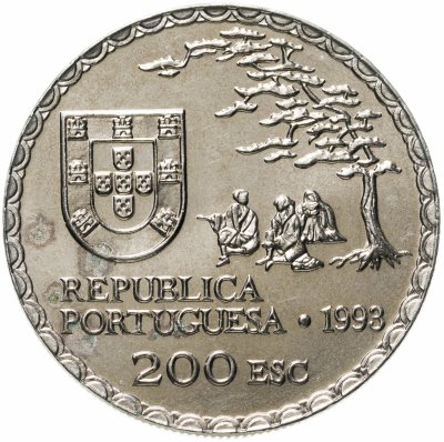 купить Португалия 200 эскудо (escudos) 1993 "450 лет искусству намбан"