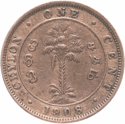 купить Цейлон 1 цент (cent) 1908