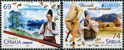 купить Сербия Серия Почтовых марок 2014 "Народные музыкальные инструменты"