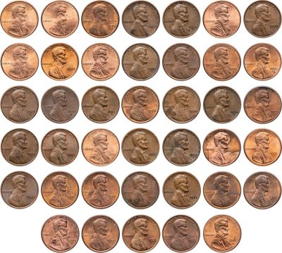 купить США Набор из 40 монет 1 цент 1960-2005