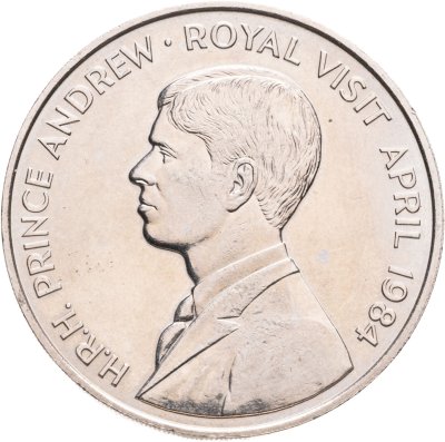 купить Остров Святой Елены 50 пенсов (pence) 1984 "Королевский визит принца Эндрю"
