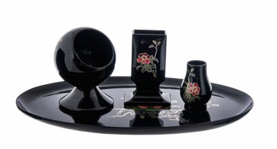 купить Китайский курительный набор, папье-маше, лак, роспись, Китай, 1970-1980 гг.
