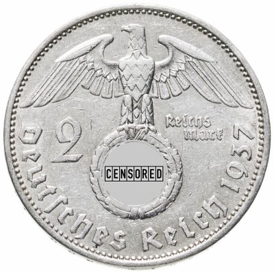 купить Германия Третий рейх 2 рейхсмарки (reichsmark) 1937 A