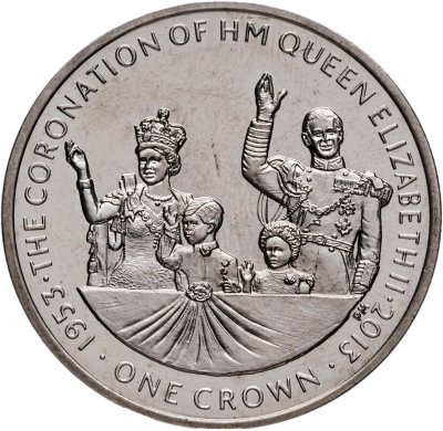 купить Остров Мэн 1 крона 2013 60 лет коронации Королевы Елизаветы II /Елизавета II и семья/