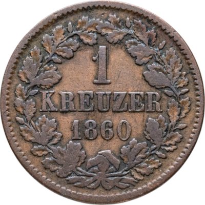 купить Германия, Баден 1 крейцер (kreuzer) 1860