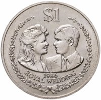 купить Острова Кука 1 доллар 1986 "Королевская свадьба"