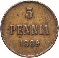 Купить 5 пенни 1889, для Финляндии