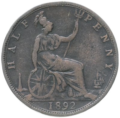 купить Великобритания 1/2 пенни (penny) 1892