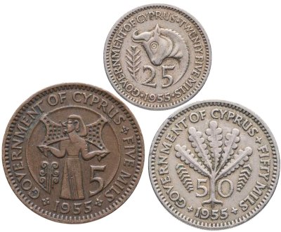 купить Кипр набор из 3х монет 1955-1956 (Королева Елизавета II)