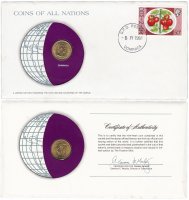 купить Серия «Монеты всех стран мира» - Восточные Карибы 5 центов (cents) 1965 (монета и 1 марка в конверте)