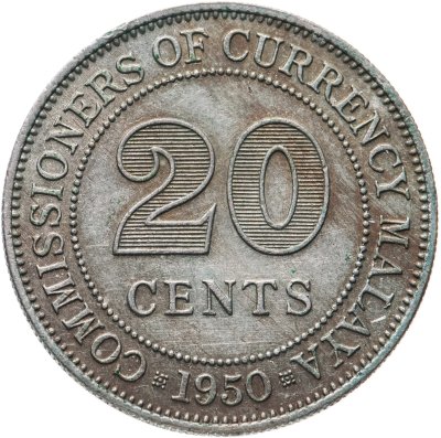 купить Малайя 20 центов (cents) 1950