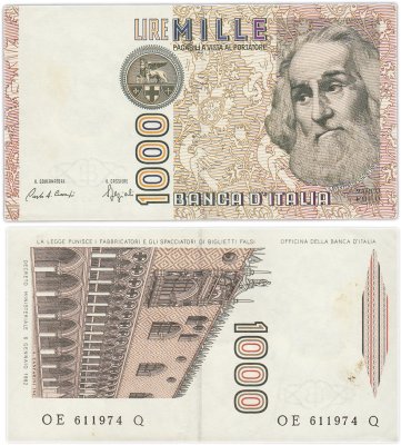 купить Италия 1000 лир 1982 года (Pick 109b)