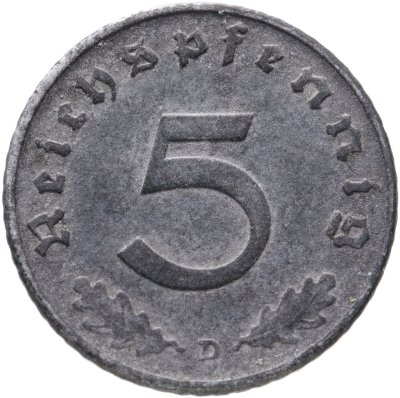 купить Германия, Третий рейх 5 рейхспфеннигов (reichspfennig) 1941, знак монетного двора: "D" - Мюнхен
