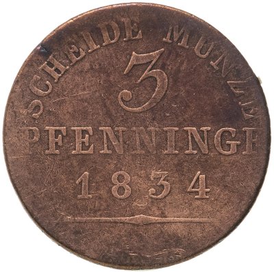 купить Германия, Пруссия 3 пфеннига 1834