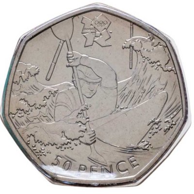 купить Великобритания 50 пенсов (pence) 2011 "XXX летние Олимпийские Игры, Лондон 2012 - Гребля на байдарках и каноэ" в буклете