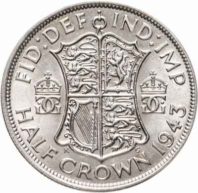 купить Великобритания 1/2 кроны (crown) 1943