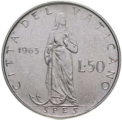 купить Ватикан 50 лир 1963