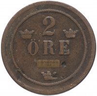 Купить Швеция 2 эре (ore) 1879-1905