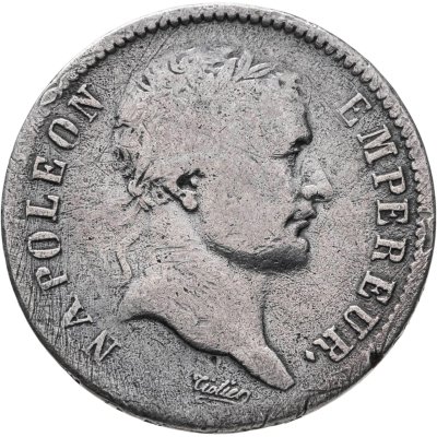 купить Франция 1 франк 1808 с портретом Наполеона I Бонапарта