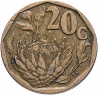 купить ЮАР 20 центов (cents) 1990-1995, случайная дата