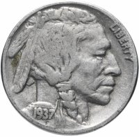 Купить США 5 центов (cents) 1937 Buffalo Nickel Без отметки монетного двора