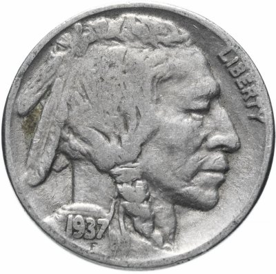 купить США 5 центов (cents) 1937 Buffalo Nickel Без отметки монетного двора