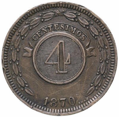 купить Парагвай 4 сентесимо 1870
