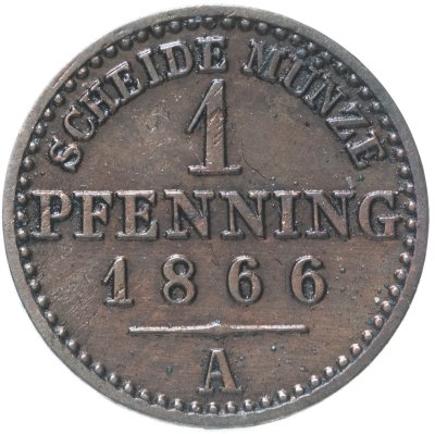 купить Германия, Пруссия 1 пфенниг 1866